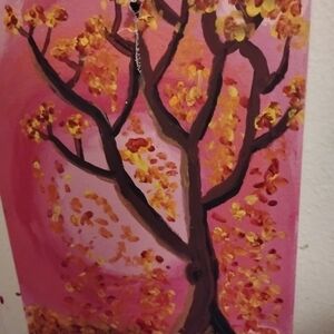 Nicole Pink and Yellow Blossom Tree Painting
